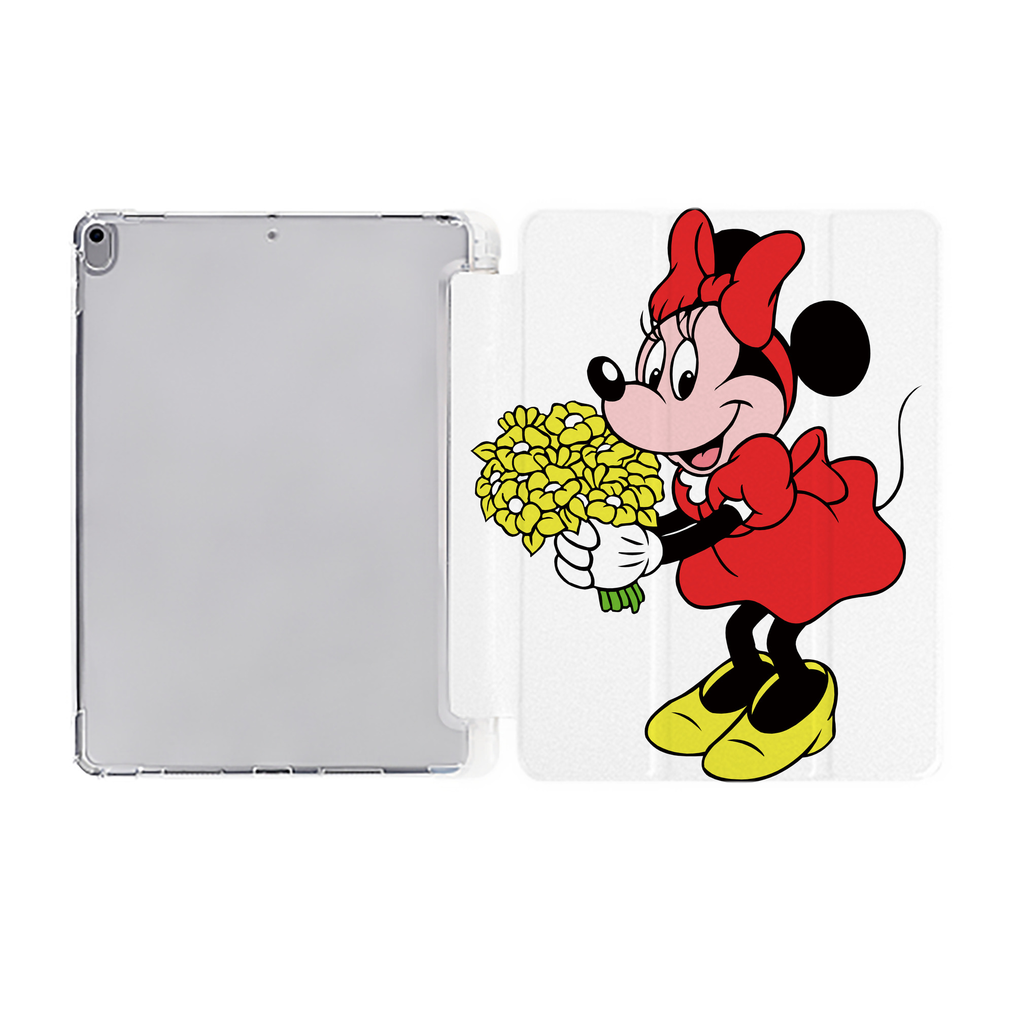 （画像用） ミッキーマウス Mickey Mouse IPad ケース ペン収納付き 三つ折りスタンド PUレザー×シリコン 対応機種9.5/10.5/10.9インチ